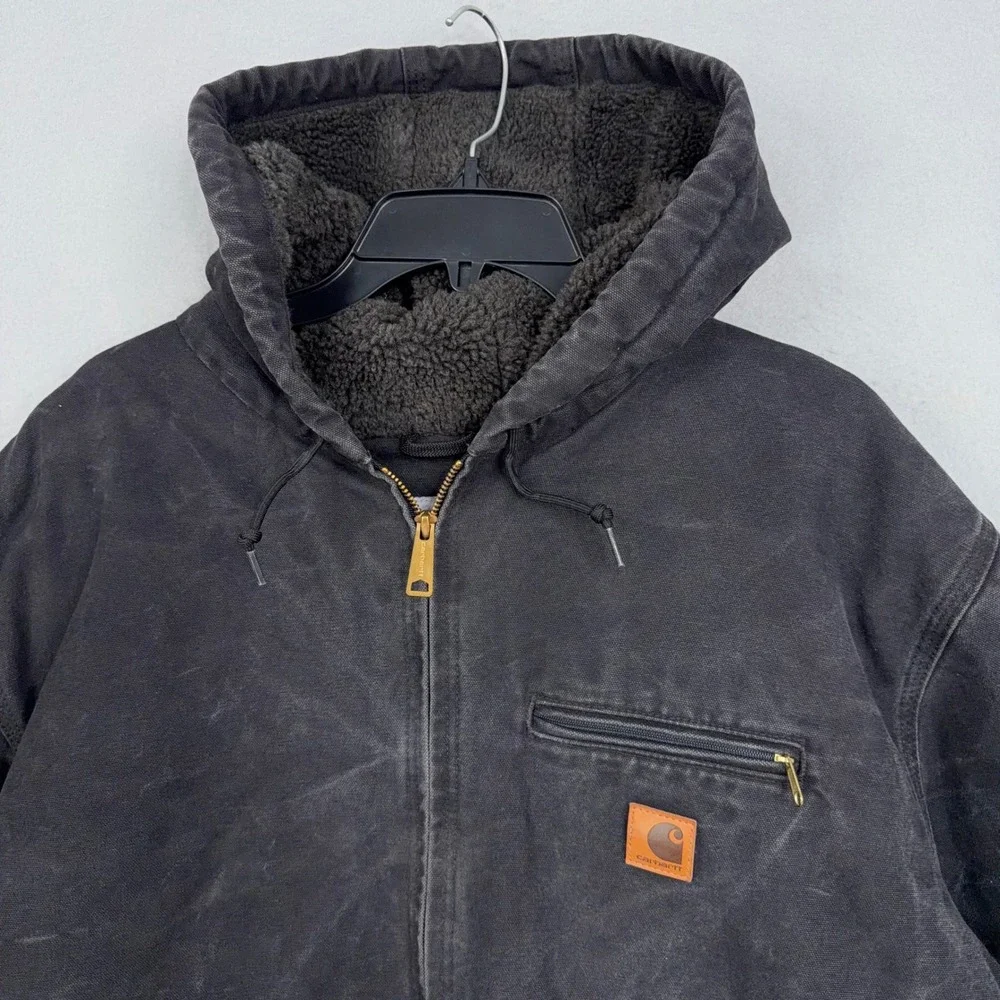 Carhartt Jacket Mens 2XL Tall Black Sandstone Detroit Sierra Workwear J141 Lined